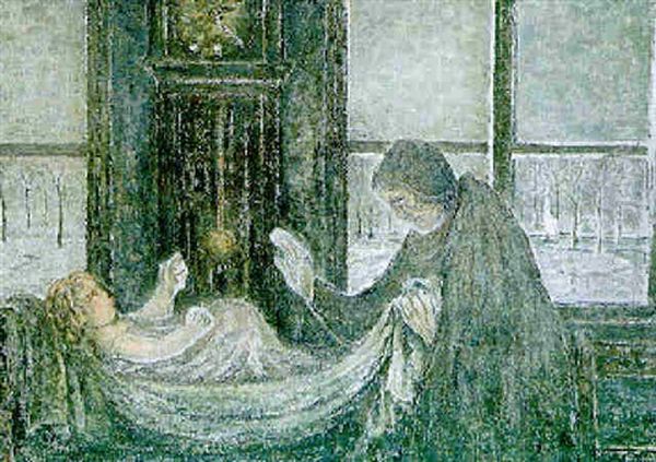 Nativite Oil Painting by William Degouve de Nuncques