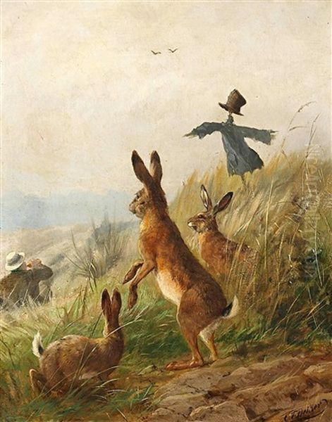 Belauscht Oil Painting by Carl Friedrich Deiker