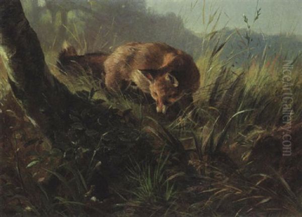 Ein Fuchs Oil Painting by Carl Friedrich Deiker
