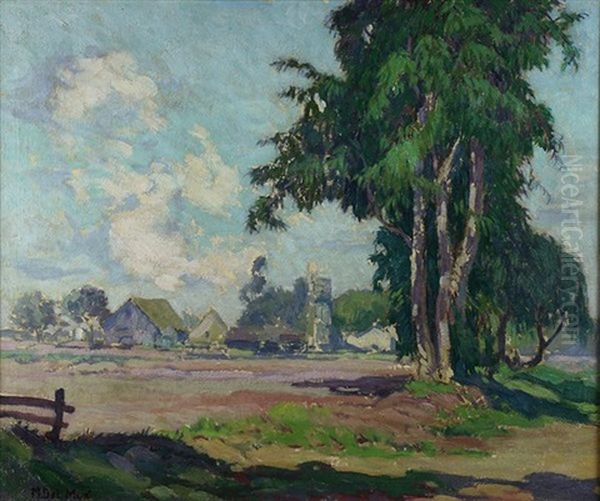 Ranch Beyond The Trees Oil Painting by Maurice Auguste Del Mue