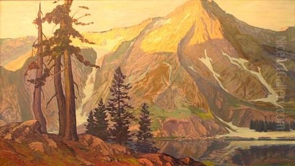 Sierra Mountain Oil Painting by Maurice Auguste Del Mue