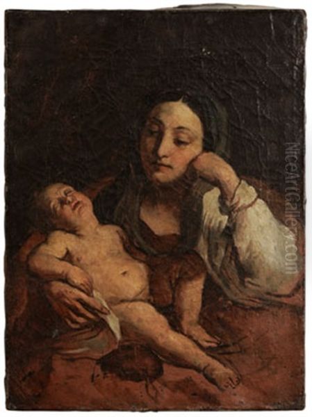 Mother And Child (study) Oil Painting by Eugene Delacroix