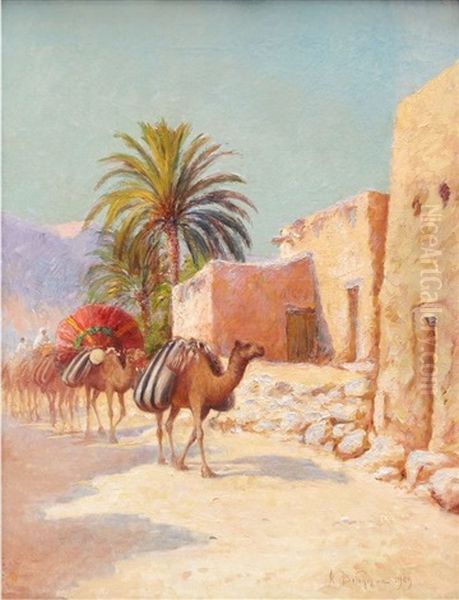 Arrivee De La Caravanne Oil Painting by Alexis Auguste Delahogue