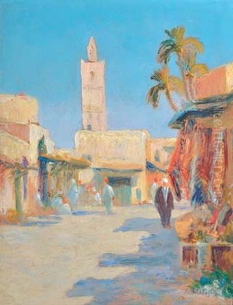 Place Animee (+ Les Souks; 2 Works) Oil Painting by Eugene Jules Delahogue