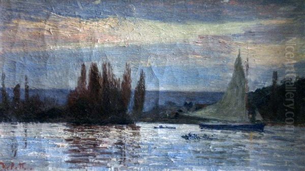 Grebanes Et Barques Oil Painting by Joseph Marie Louis Delattre