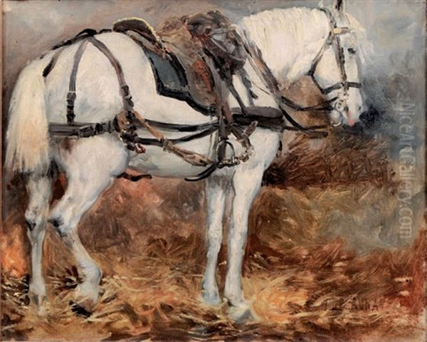Cheval A L'ecurie Oil Painting by Jules Delaunay