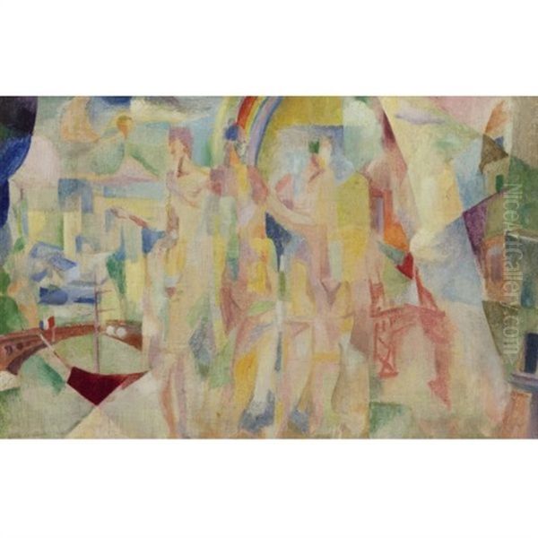 La Ville De Paris (sketch) Oil Painting by Robert Delaunay