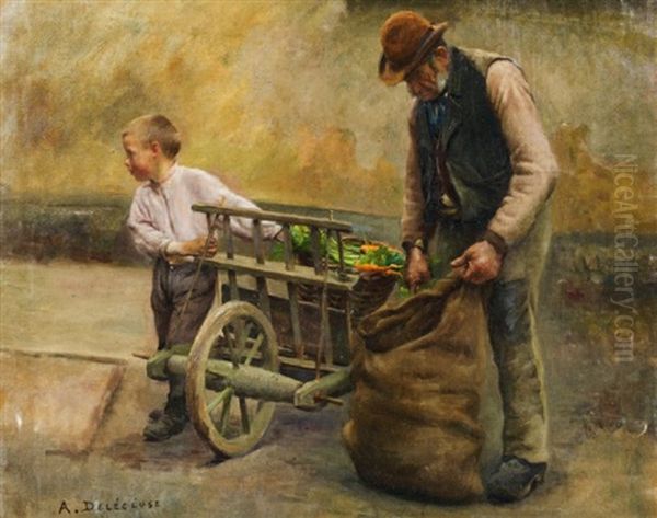 Scenes Paysannes (pair) Oil Painting by Auguste-Joseph Delecluse