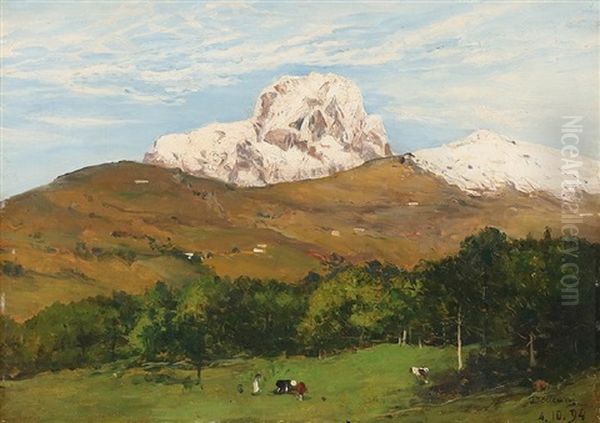 Il Mucrone Sotto La Neve Oil Painting by Lorenzo Delleani