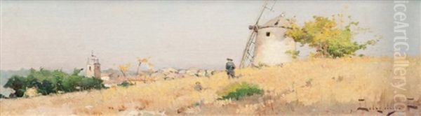 Le Moulin De Daudet Oil Painting by David Dellepiane