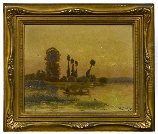 Promenade En Barque Au Couchant Oil Painting by Hippolyte Camille Delpy
