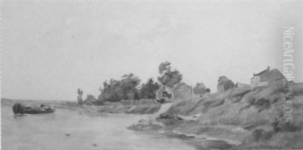 Peniche Au Fil De L'eau Oil Painting by Hippolyte Camille Delpy