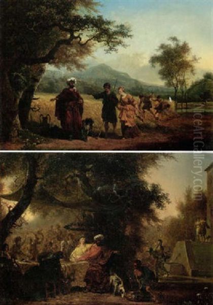 Scene From The Life Of Ruth: Ruth Leaving Her Native Land For Bethlehem Oil Painting by Jean-Louis Demarne