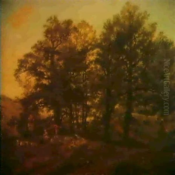 Scene Pastorale Dans Un Paysage De                          Clairiere Oil Painting by Jean-Louis Demarne