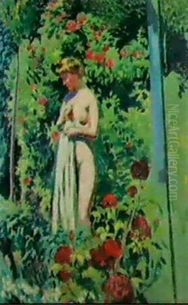 Nu A La Draperie Dans Le Jardin Oil Painting by Maurice Denis