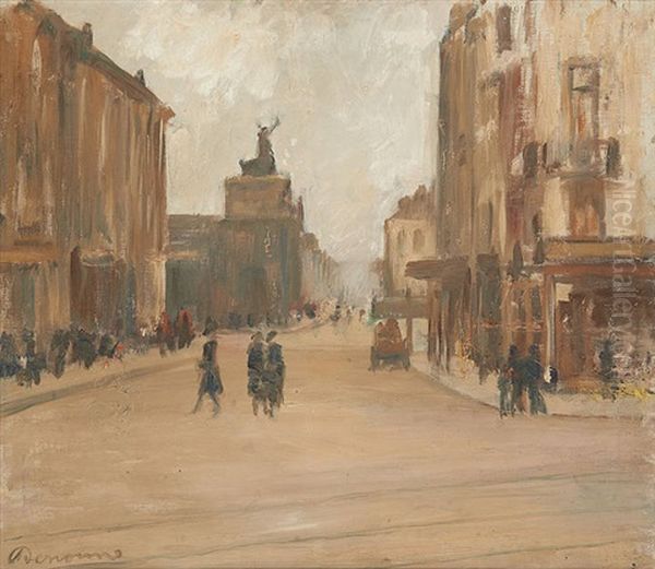 Gare Du Midi, Vue Du Boulevard Oil Painting by Alexandre Denonne