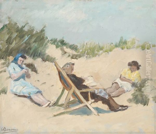 Lecture Dans Les Dunes Oil Painting by Alexandre Denonne