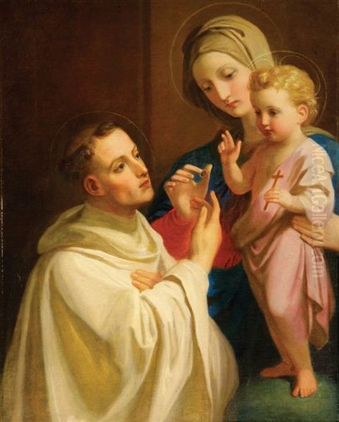 The Virgin And Child With St. Bernard Oil Painting by Melchior Paul Von Deschwanden
