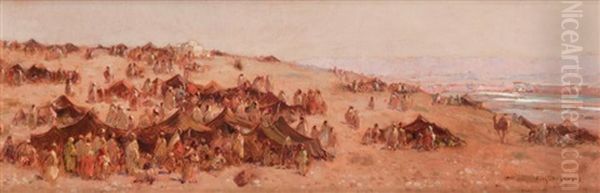 Campement Pres Du Marabout Oil Painting by Eugene F. A. Deshayes