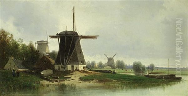 The Windmill Oil Painting by Eugene Deshayes