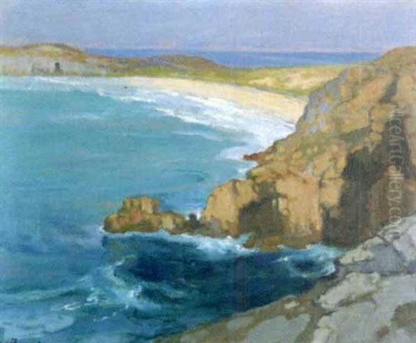 Plage Et Falaise Rocheuse Oil Painting by Louis Marie Desire-Lucas