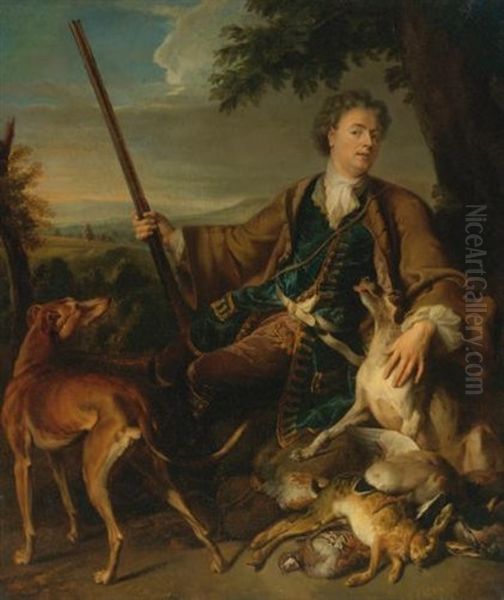 Self Portrait As A Hunter Oil Painting by Alexandre Francois Desportes