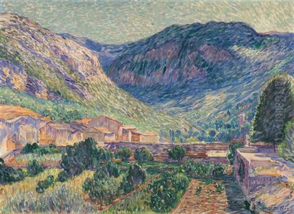 Village De Montagne Oil Painting by Leon Detroy