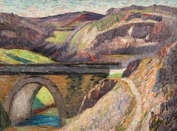 Le Pont Sur La Creuse Oil Painting by Leon Detroy