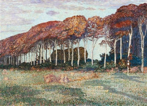 Chemin Arbore Bordant Les Champs Oil Painting by Leon Detroy