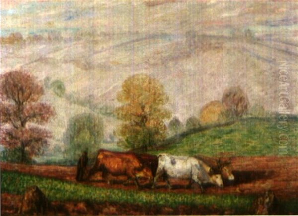 Scene De Labour Oil Painting by Leon Detroy