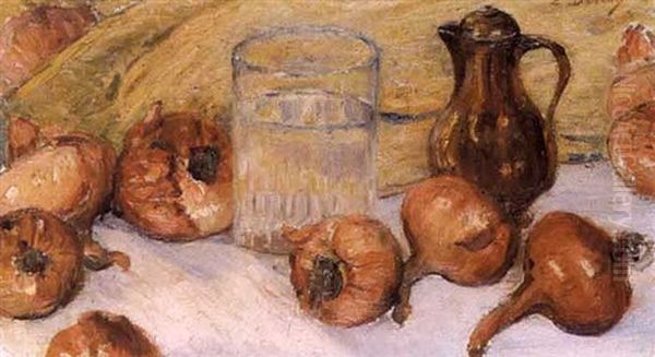 Nature Morte Aux Oignons Oil Painting by Leon Detroy
