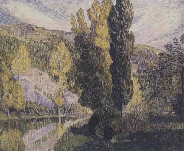 Paysage Fluvial Oil Painting by Leon Detroy