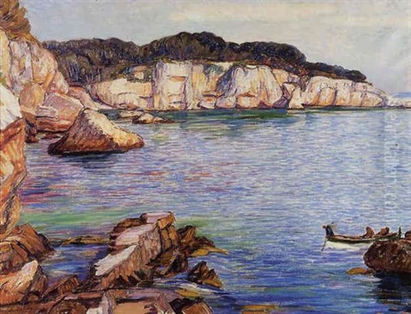Mediterranee, Pecheur Remontant L'ancre Oil Painting by Leon Detroy