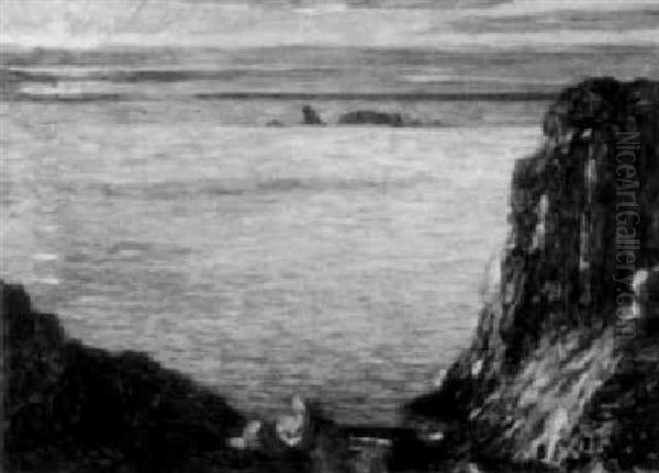 Marine Au Soleil Couchant Oil Painting by Leon Detroy