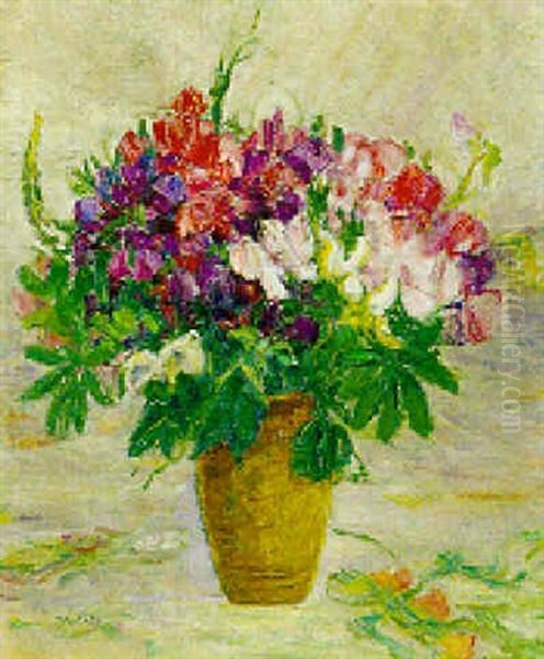 Blumenstilleben Oil Painting by Leon Detroy
