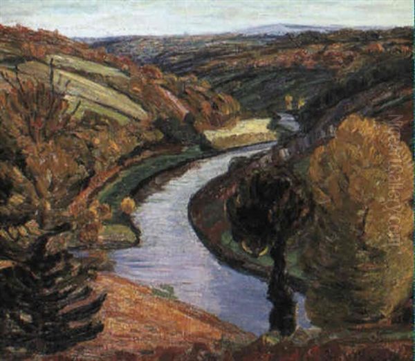 Le Tournant A Gargillesse Oil Painting by Leon Detroy