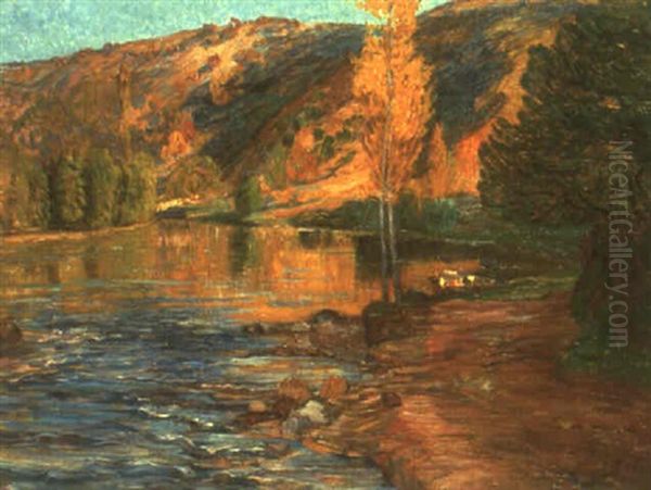 La Creuse A Gargillesse Oil Painting by Leon Detroy