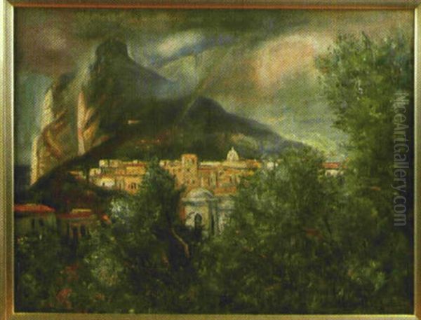 Ansicht Von Anacapri Auf Capri Mit Der Tiberiusvilla Oil Painting by Ludwig Julius Christian Dettmann
