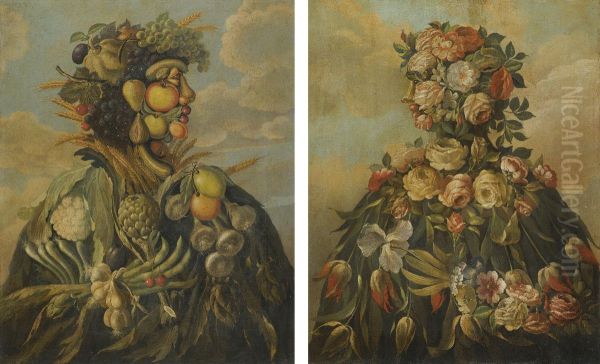 An Anthropomorphic Still-life Profile Of A Woman Oil Painting by Giuseppe Arcimboldo