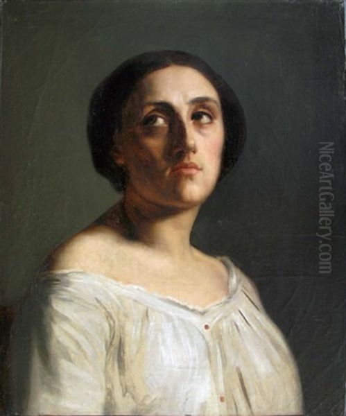 Femme A L'epaule Denudee Oil Painting by Achille Jacques Jean Marie Deveria