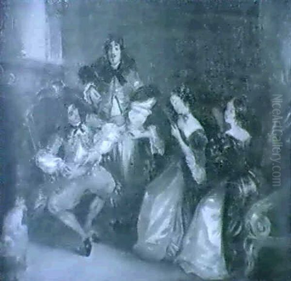La Lecture De Moliere Oil Painting by Eugene Deveria