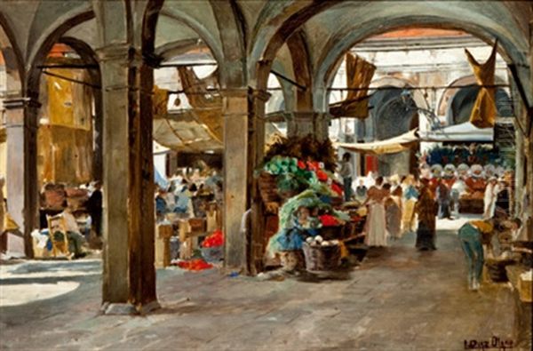 Mercado De Venecia Oil Painting by Ignacio Diaz Oleno