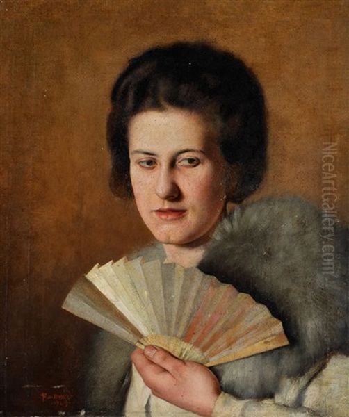 Zona Artysty Z Wachlarzem Oil Painting by Frantisek Xaver Diblik