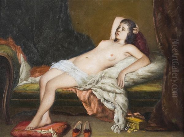 Reclining Female Nude Oil Painting by Frantisek Xaver Diblik