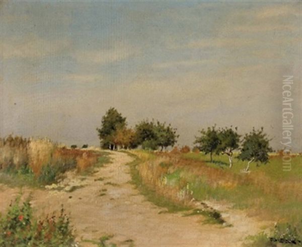 Feldweg Mit Obstbaumen (+ Am Dorfrand, 1921; 2 Works) Oil Painting by Frantisek Xaver Diblik