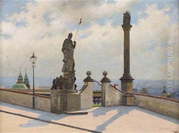 Blick Von Der Prager Burg Oil Painting by Frantisek Xaver Diblik