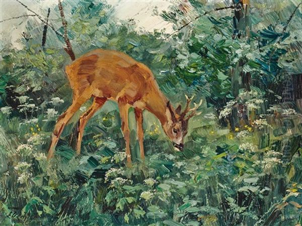 Rehbock Oil Painting by Erich Dichtl