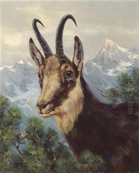 Rehbock Oil Painting by Erich Dichtl