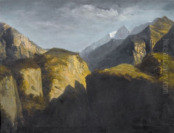 Berglandschaft Im Mondlicht Oil Painting by Francois Diday