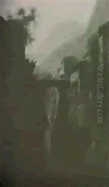 Dorf In Den Bergen Oil Painting by Francois Diday